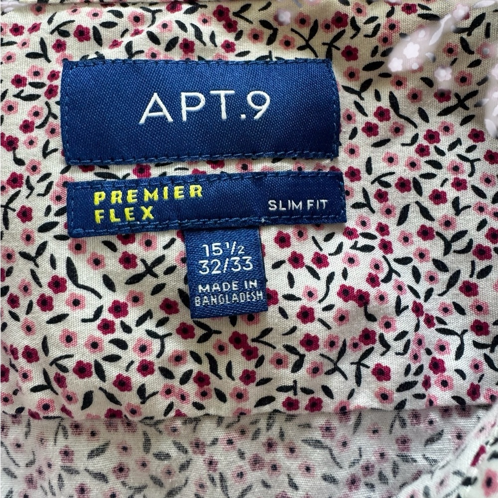 Apt. 9 Men's White and Black Patterned Button Down Shirt